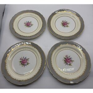 Aynsley Lancaster Gray Salad Plates Bone‎ China Set Of 4 Bone China